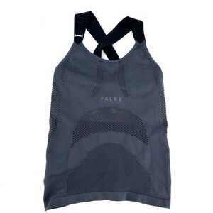 Falke Womens Criss Cross Back Sleeveless Built-In Bra Tank Top Gray Blue Size XS